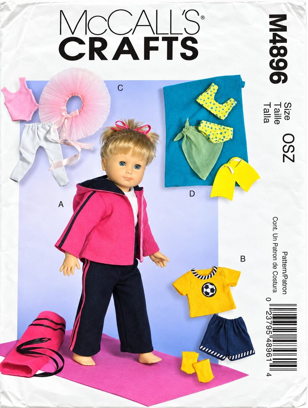 McCall's American Girl Travel Swim Sport Outfits 18" Doll Sewing Pattern UC